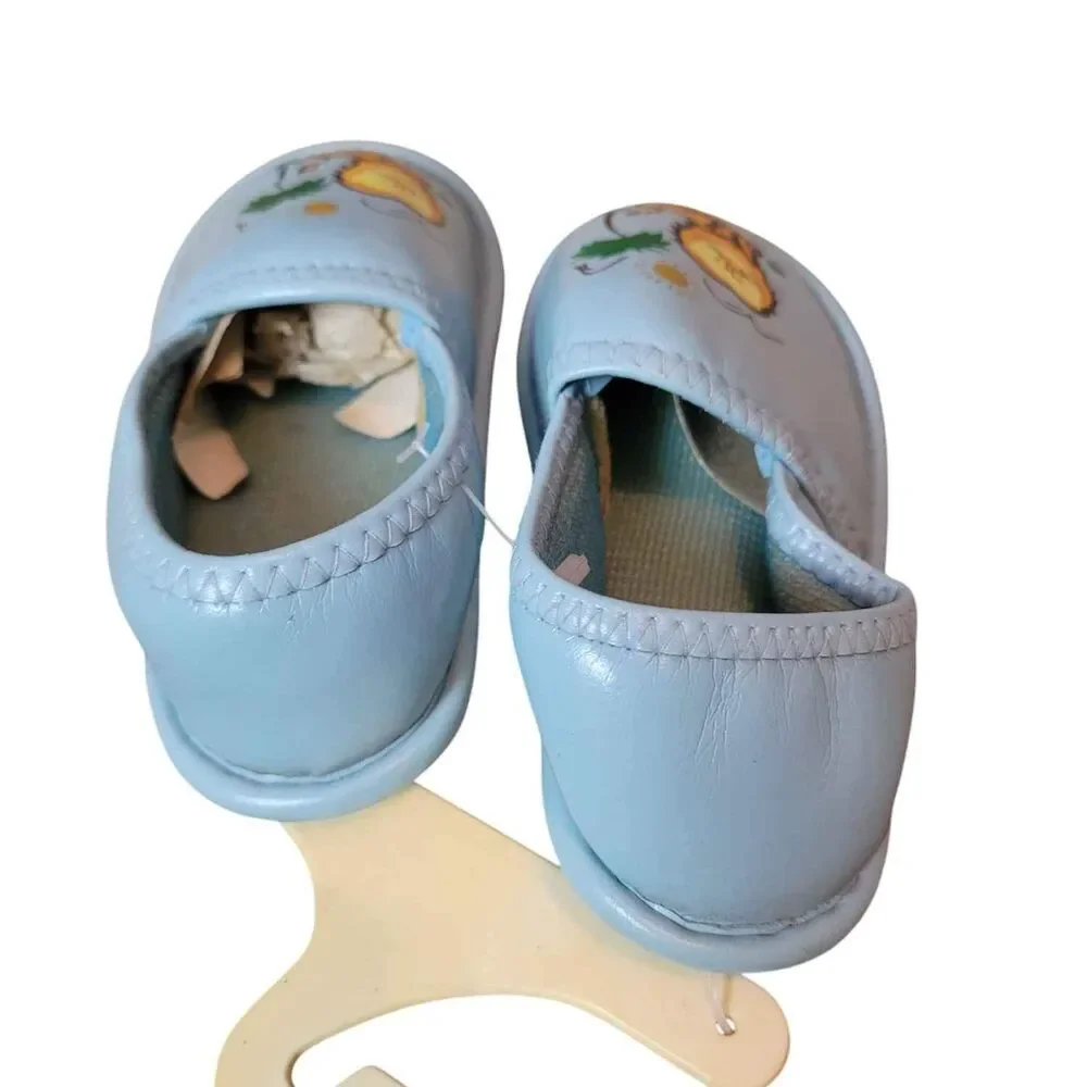 NWT Vintage 70's - 80's Boys Toddler House Slippers Blue with Lion Size Unknown